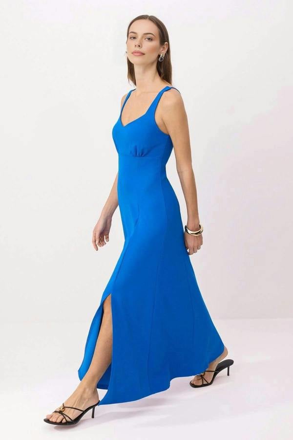 WOVCOR Heart Neck Maxi Scuba Crepe Knit Dress
