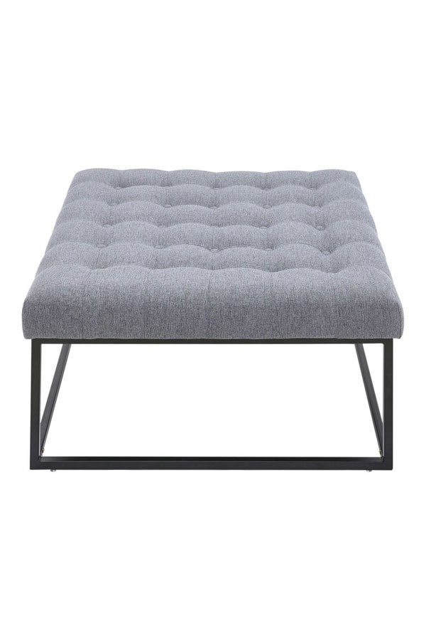 Living and Home Square Linen Footstool with Metal Frame