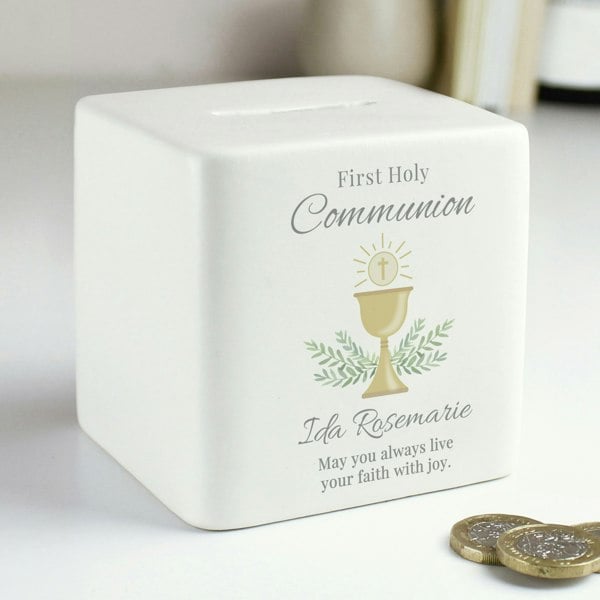 Personalised Memento Company Personalised First Holy Communion Ceramic Square Money Box
