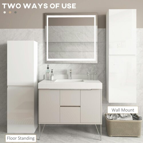 kleankin Bathroom Storage Unit with 2 Cupboards and Shelves, White