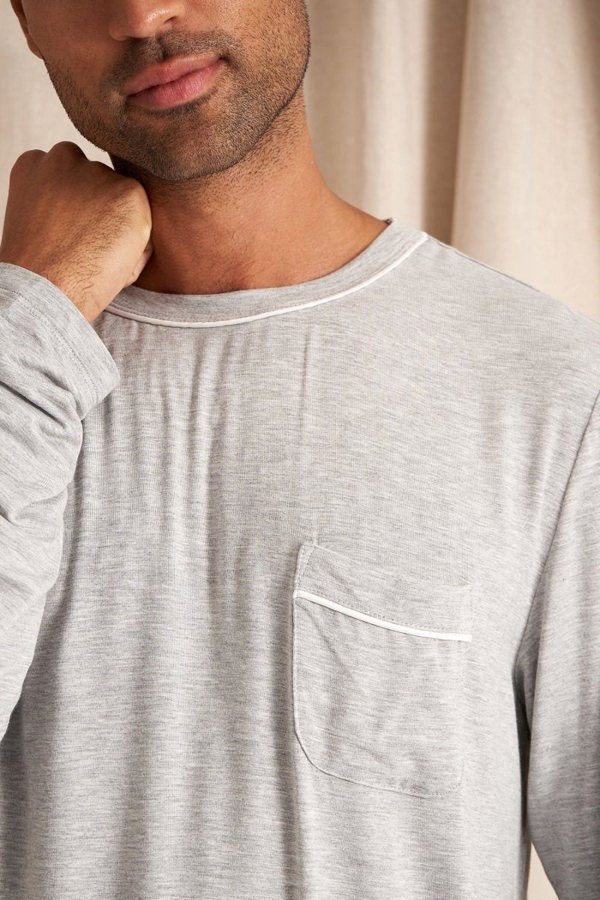 Mister You Bamboo Pyjama Set in Grey MarlNightwear