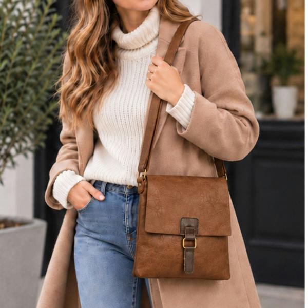 Love EMVY Wander Ladies Vintage Style Buckle Crossbody Bag - Brown