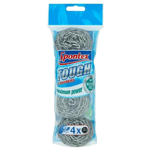 Spontex Tough Scouring Pads (Pack of 4) - Silver - 