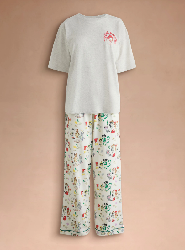 Cath Kidston Womens Cat Pyjama Set - Grey