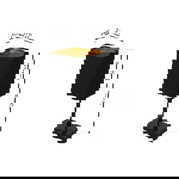 Milagro Napoli Table Lamp Matt Black And Gold Hand Made High Quality Metal And Fabric Construction