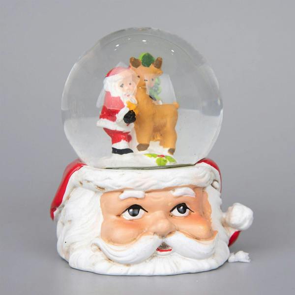 7cm Christmas Mini Snow Globe with Santa Scene and Resin Base Festive Table Decoration image 1