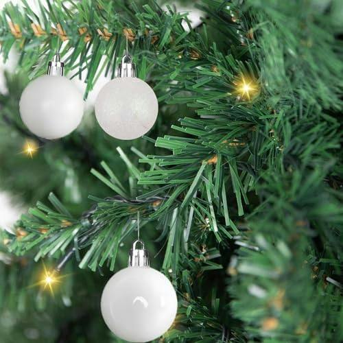 3cm White Christmas Baubles Pack Sizes 12 or 24 Shatterproof PVC Hanging Decorations image 5