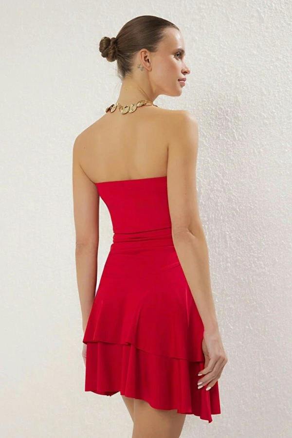 Strapless Knitted Mini Skater Dress