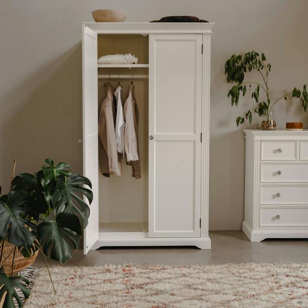 Gainsborough White Two Door Wardrobe with Crystal Handles