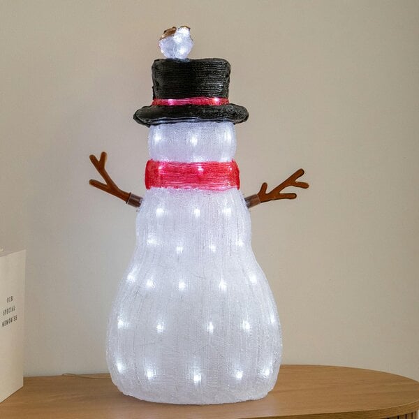 Samuel Alexander 62cm Light Up Acrylic Christmas Snowman with Robin LED Decoration