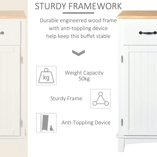 Wyld Haus Vamalu Wooden White Kitchen Cabinet With 2 Drawers For Dining And Living Spaces