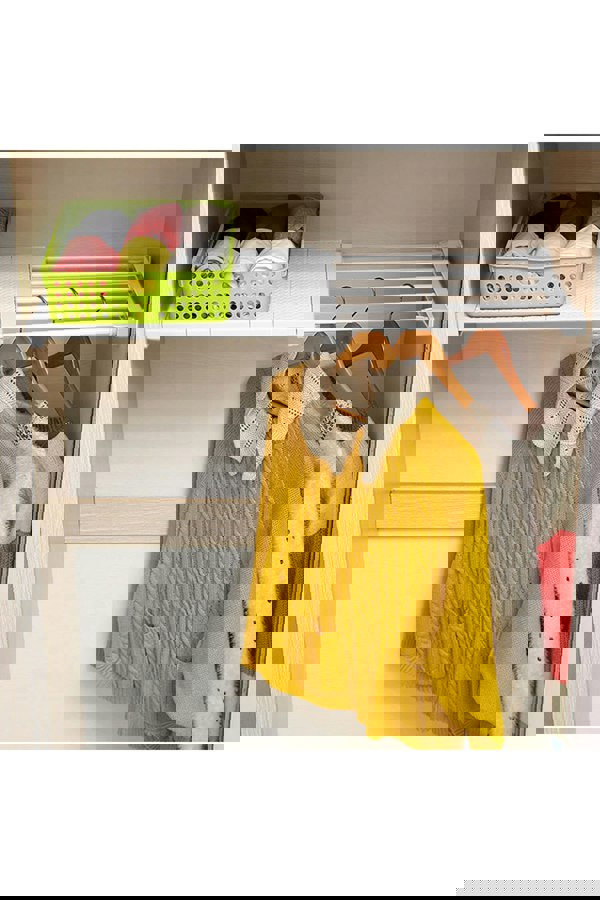 Living and Home Adjust Closet Cupboard Wardrobe Storage Organizer Shelf Extendable Divider Rack