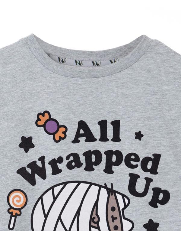 Pusheen Girls Grey Halloween Mummy Short Sleeved T-Shirt