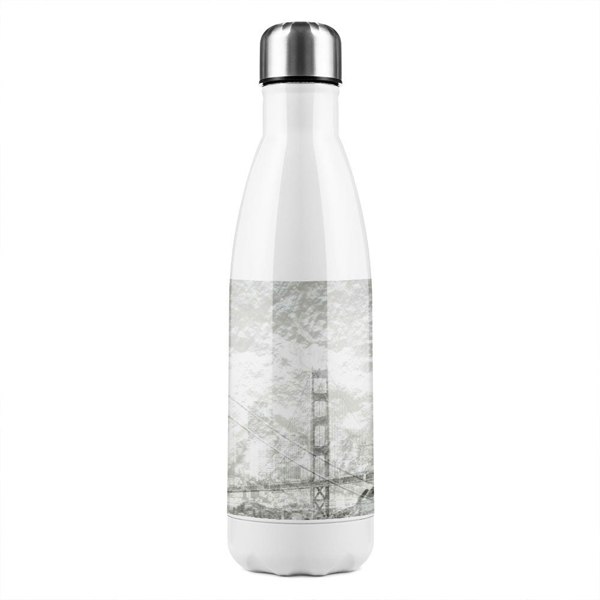Benjamin Tate Design Silver And Black Palm Stainless Steel Bottle
