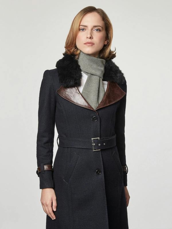 Serran London Olive Merino Slant Scarf