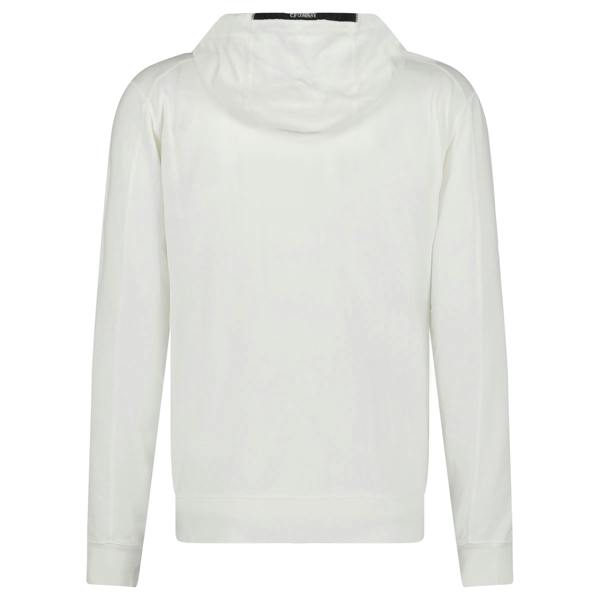 CP Company Light Fleece Lens Zip Hoodie White - chancefashionco