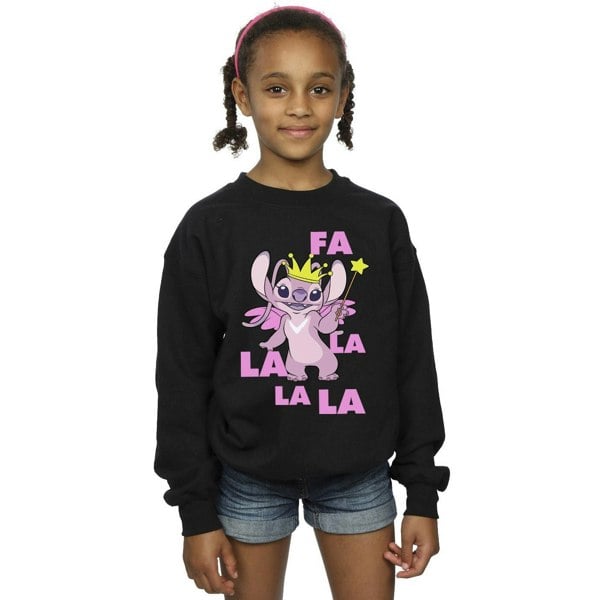 Disney Girls Lilo & Stitch Angel Fa La La Sweatshirt - Black