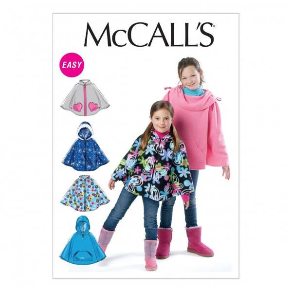 McCalls 6431 Paper Sewing Pattern – Kids' Poncho, Size M-XL, Easy