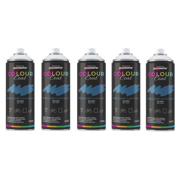Colour Coat 5X Brilliant Sapphire RAL 5007 Gloss Spray Paint 400ml