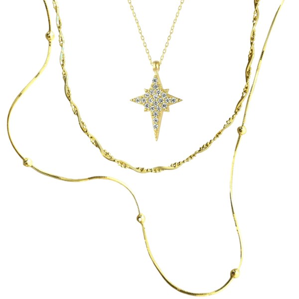 Spero London Necklace Layering Set Beaded Twisted and Northern Star