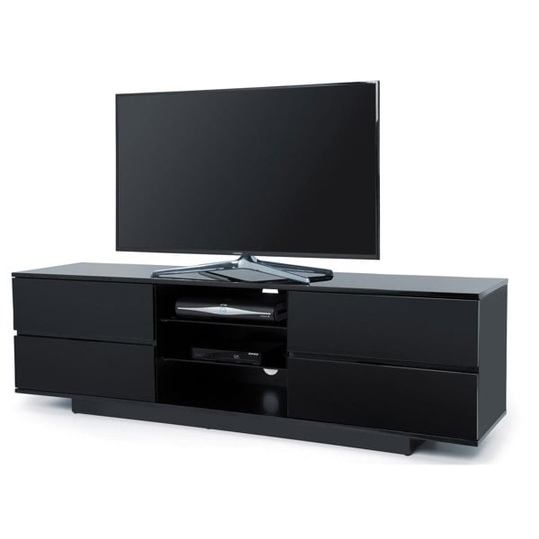 Centurion Supports Avitus Gloss Black with 4-Black Drawers and 3-Shelf 32"-65" LED/LCD/Plasma TV Stand
