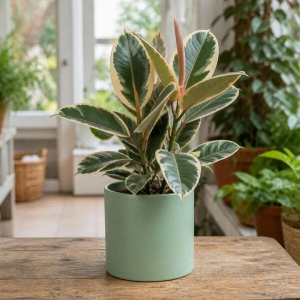 Ficus Tineke Rubber Plant – Elegant Variegated Green and Cream Indoor Houseplant