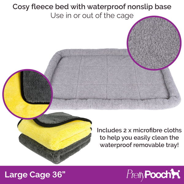 ProKleen Pretty Pooch Dog Crate Large Cage Puppy Cat Pet Training Tray Double Door and Bed With Two Cloths