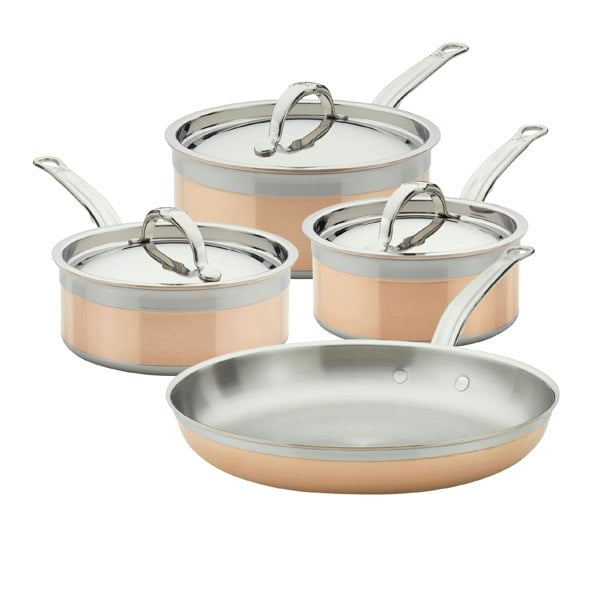 Hestan CopperBond Induction Copper Skillet & Saucepans & Lids Set: 7 Piece