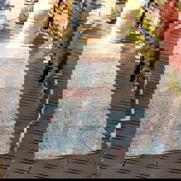 Livabliss Huntington Beach-Modern Orange Blue Ivory In- & Outdoor Rug