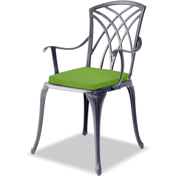 Centurion Supports OSHOWA Luxurious Garden and Patio Table and 2 Large Chairs with Armrests Cast Aluminium Bistro Set - Grey with Green Cushions