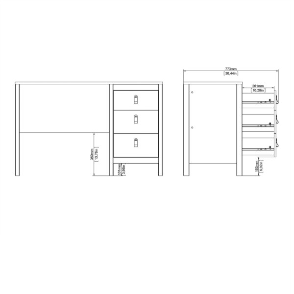 Wyld Haus Gossmere Matt Black Office Desk 3 Drawers