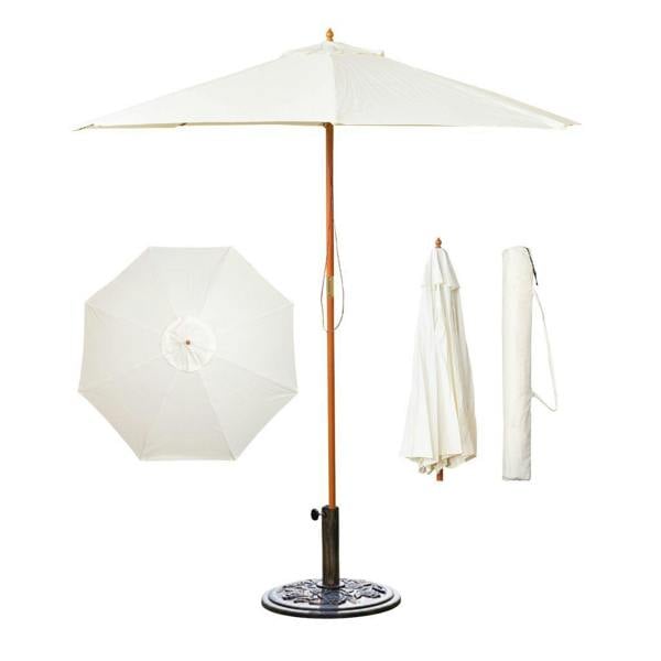 Samuel Alexander 2.7m Outdoor Wooden Garden Parasol Sun Shade with Carry Bag in Cream with 9kg Base Included