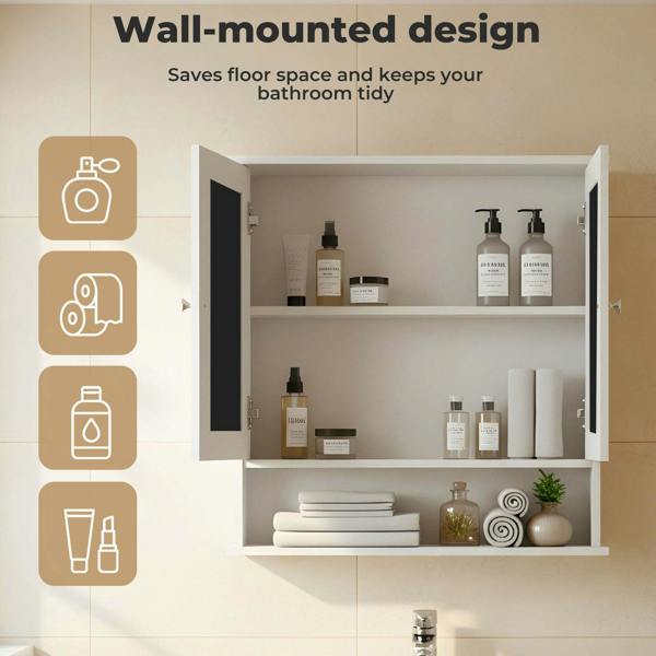 Levede Bathroom Mirror Cabinet Wall Mounted Storage Cupboard with Open Shelf