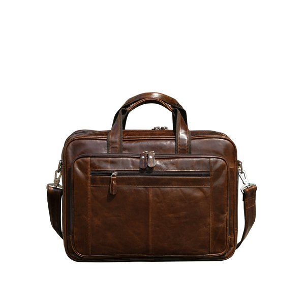 Touribag Genuine Leather Briefcase With Luggage Strap