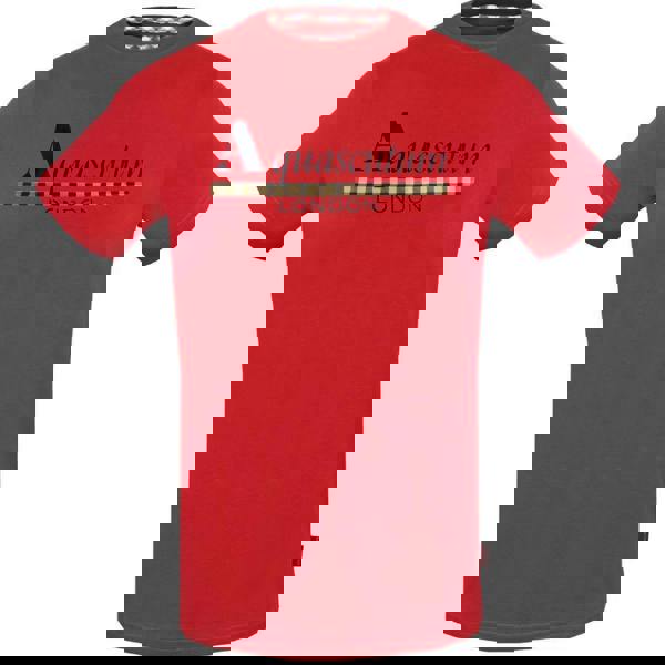 Aquascutum Mens Checked Logo Strip T-Shirt - Red