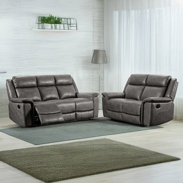 Furnishings For Less Toronto Reclining Leather-Like Sofa Suite Black or Grey