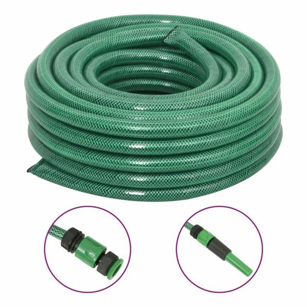 Berkfield Garden Hose with Fitting Set Green 0.9" 30 m PVC