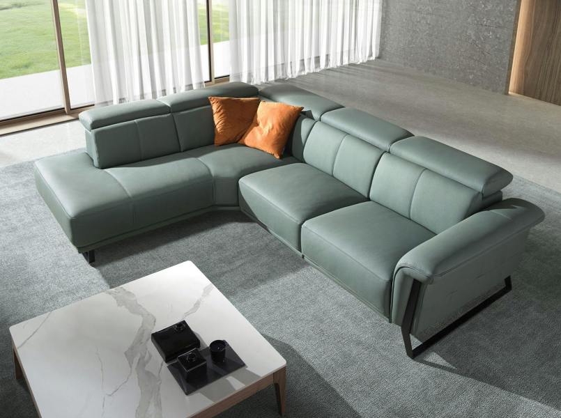 Angel Cerdá Relax corner sofa in turquoise green leather 6251/6252