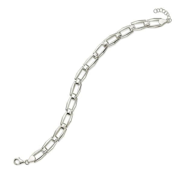 Pia Sterling Silver Link Bracelet, Polished Oblong Chain