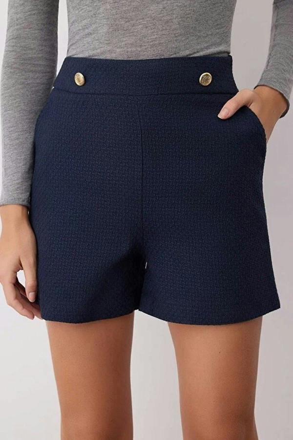 WOVCOR Tweed Shorts with Button Detail