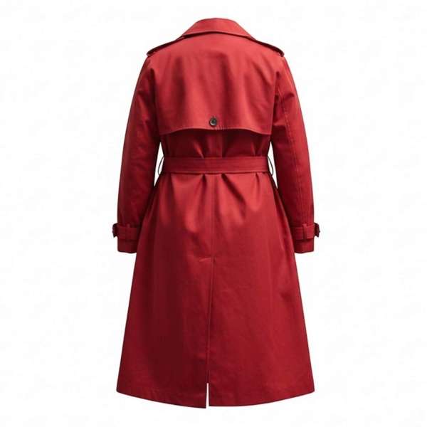 Sylvia Piechulla Plus Size Red Water Repellent Trench Coat | Oversized Relaxed Longline Fit