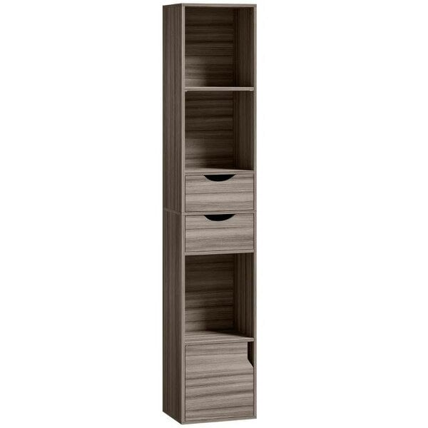 Bookcase with Drawers Adjustable Shelf Bookshelf with 2 Drawers and Cabinet 158 cm Grey