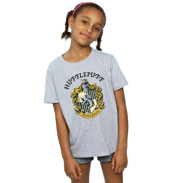 Harry Potter Girls Hufflepuff Cotton T-Shirt - Sports Grey