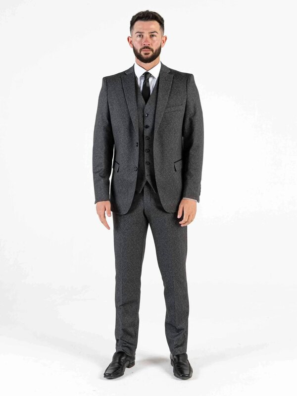 V2 Classic Herringbone - Dark Grey Three Piece Suit