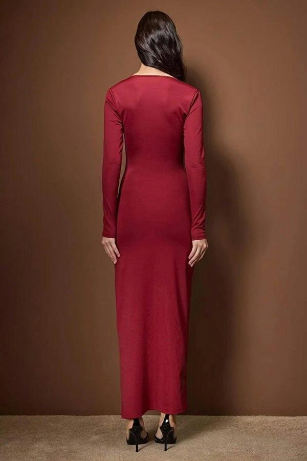 WOVCOR Fitted Knit Elegant Maxi Evening Dress