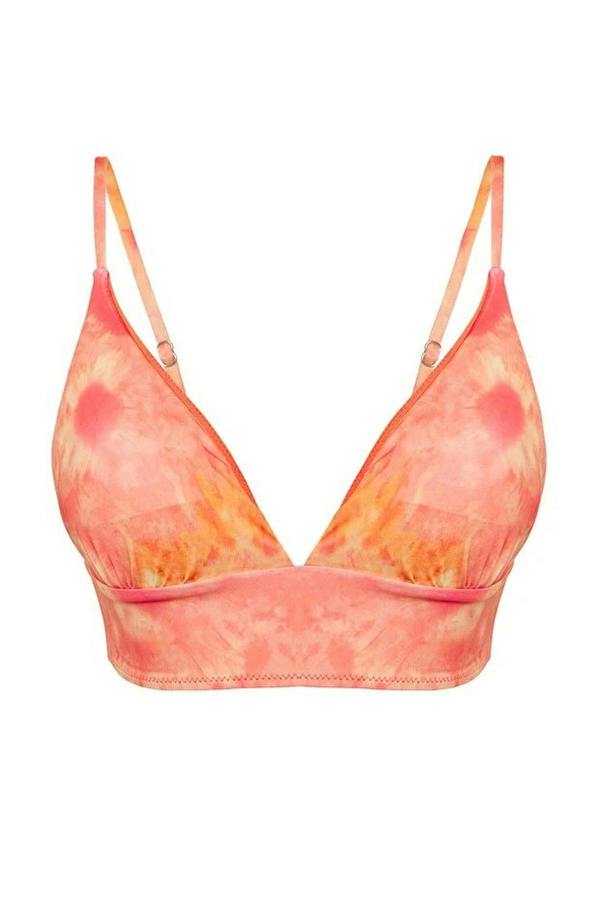 WOVCOR Patterned Triangle Covered Bikini Top