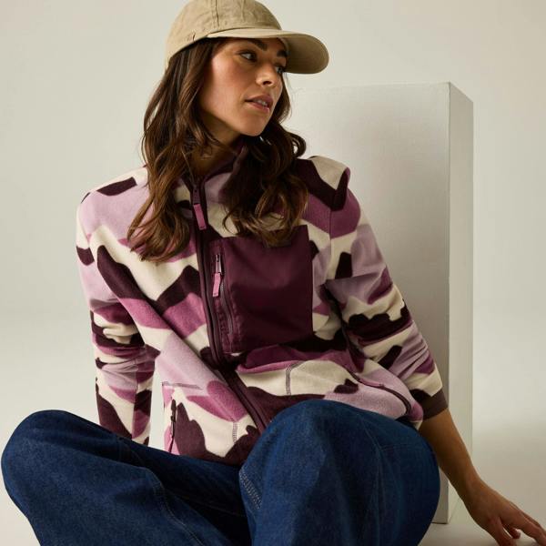 Regatta Womens/Ladies Frankie Mountain Full Zip Fleece Jacket - Light Pink/Deep Burgundy/Off White - 