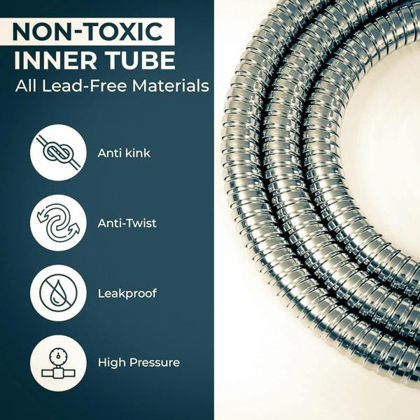 Blue Canyon Premium Shower Hose - Stainless Steel - 1.75m - Large Bore 11mm
