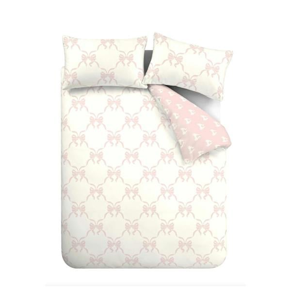 Catherine Lansfield Pretty Bows Reversible Duvet Cover Set Pink