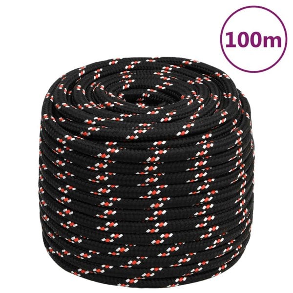 Berkfield Boat Rope Black 16 mm 100 m Polypropylene